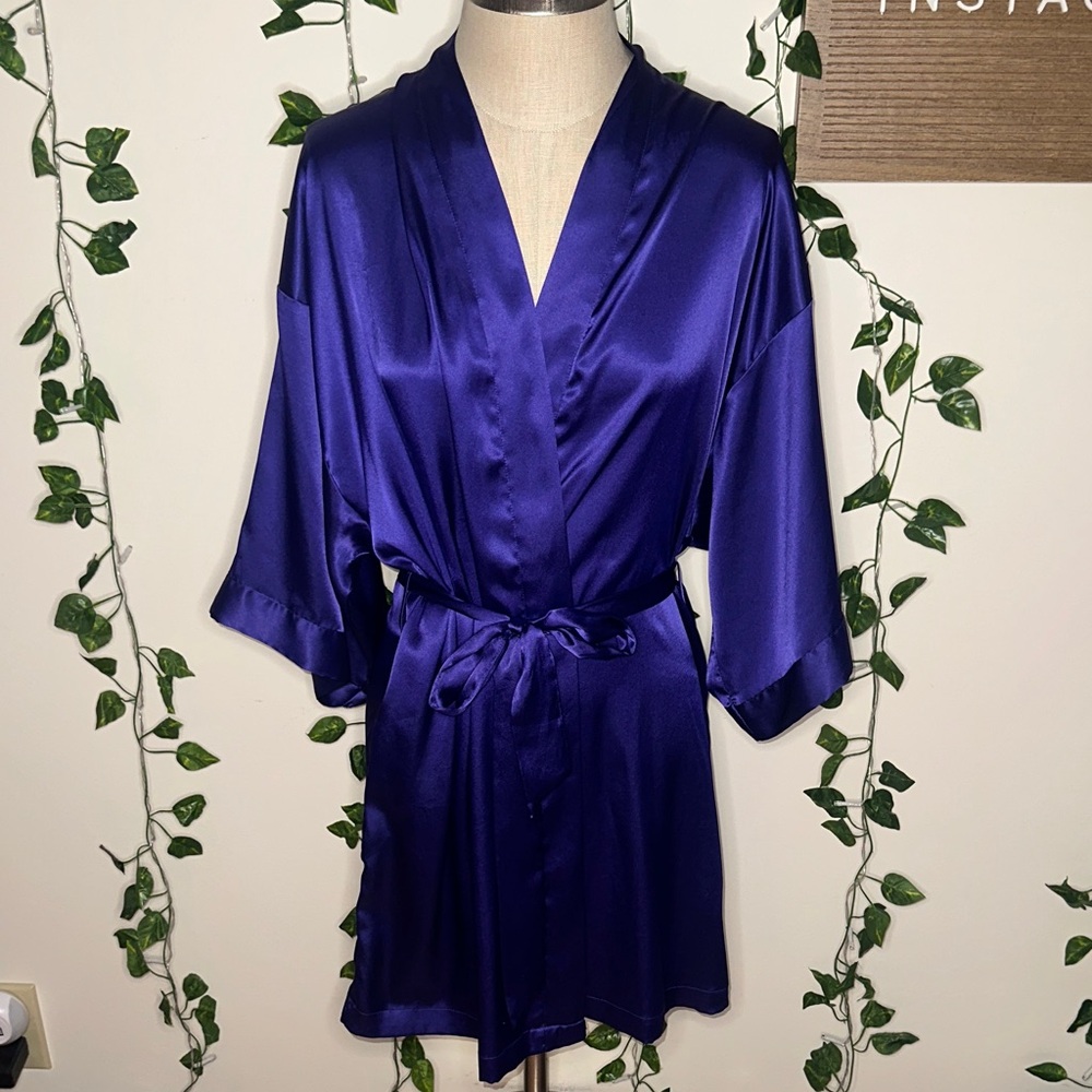 Victoria’s Secret Deep Purple Blue Silky Style Lingerie Robe